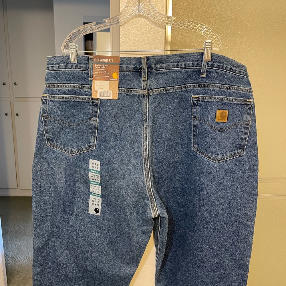 Carhartt Flannel Lined Jeans Men's 44x32 Insulated Workwear B172 DST Relaxed NWT